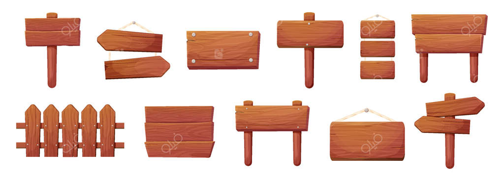 تابلوی چوبی: قاب و بافت چوبی تخته برای بازی، اشاره‌گر مزرعه یا باغ و جنگل. طراحی منوی کاربری. پیکان بافت‌دار و خالی برای فضای بیرون.