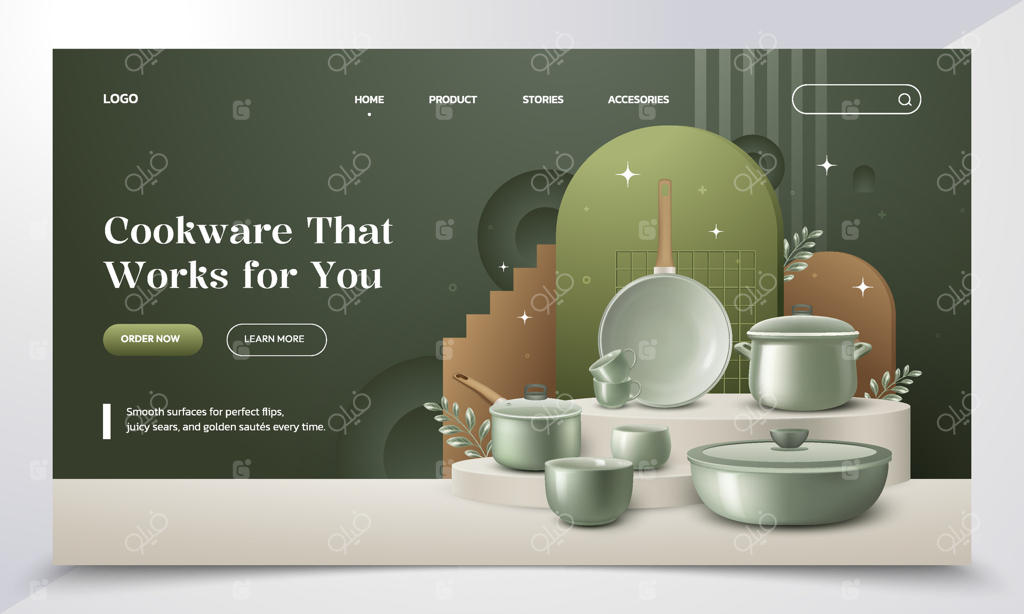 صفحه فرود واقع‌گرایانه برای وسایل آشپزخانه