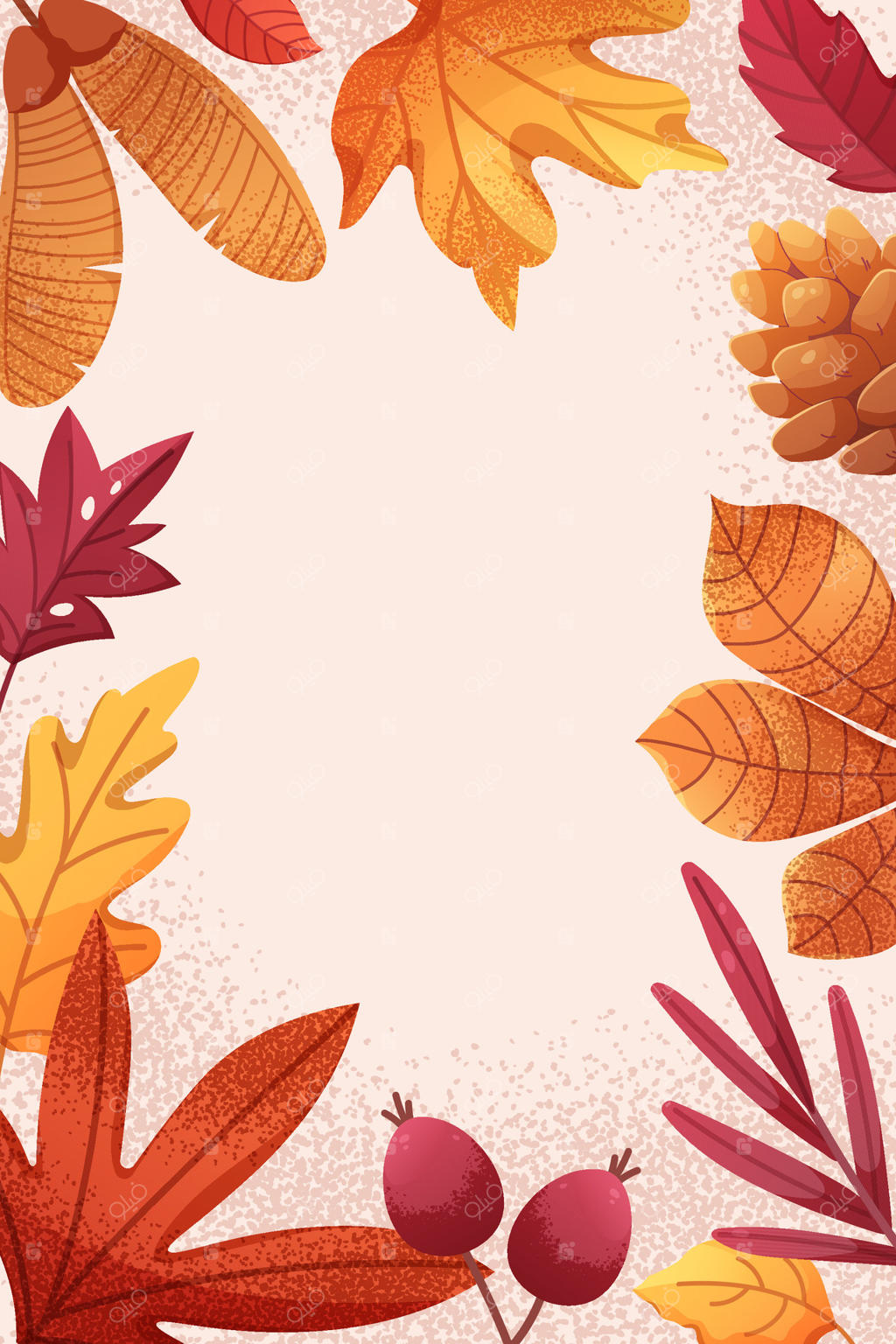 قاب تزئینی زیبا با برگ‌های پاییزی برای طرح‌های پاییزی (وکتور حرفه‌ای)