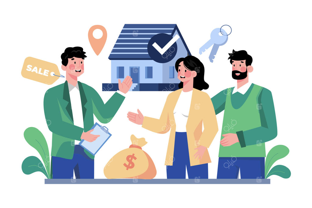 راهنمایی زوج توسط مشاور املاک برای انتخاب منزل اجاره‌ای