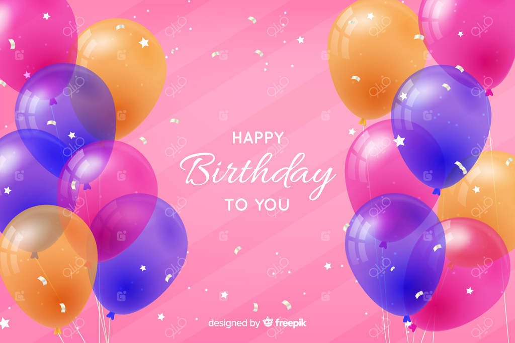 پس‌زمینه تولد با بادکنک‌های واقعی