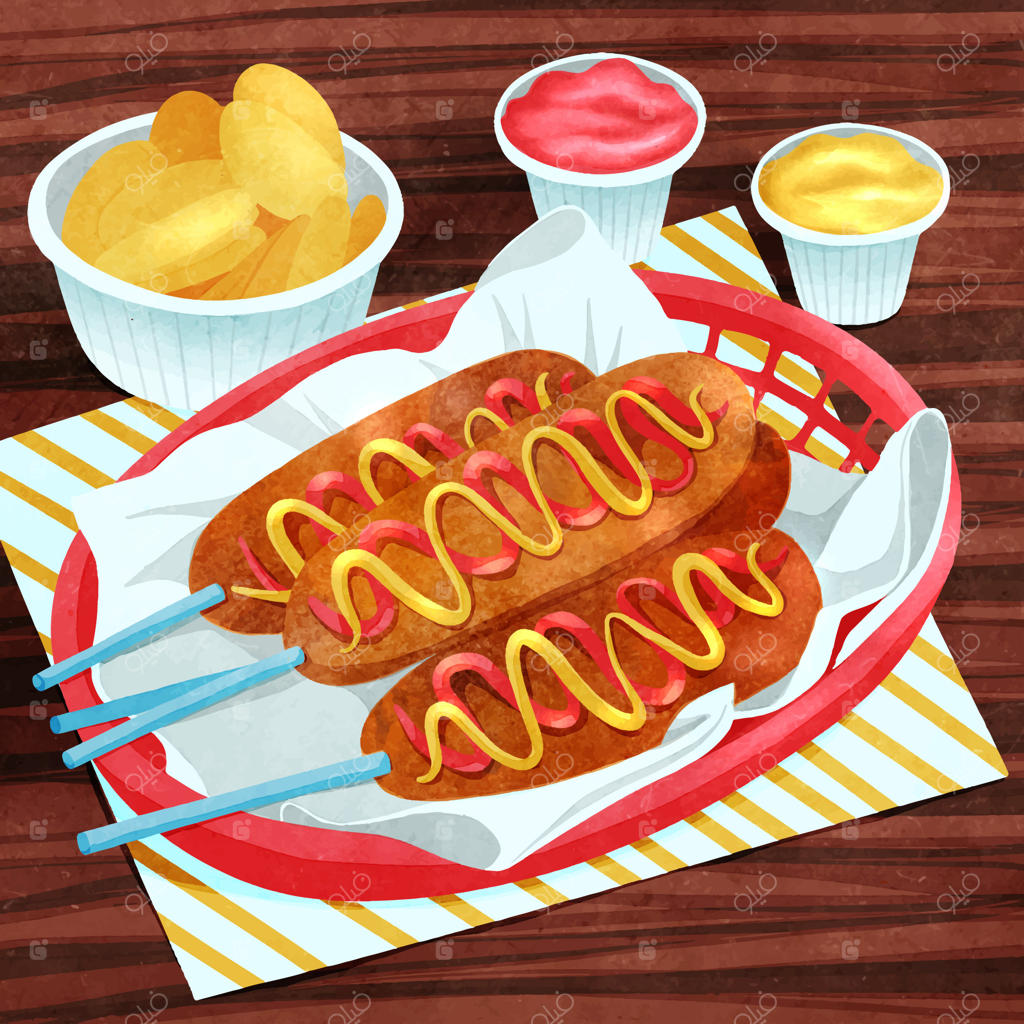 تصویرسازی کورن داگ با آبرنگ