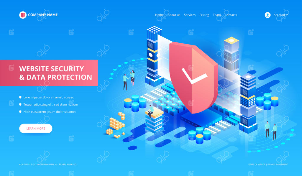 امنیت وب‌سایت و حفاظت از داده‌ها: تصویرسازی ایزومتریک