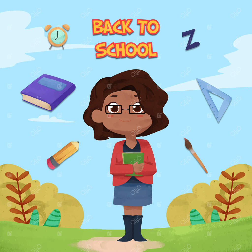 پس‌زمینه بازگشت به مدرسه با آبرنگ و شخصیت‌های کودکان