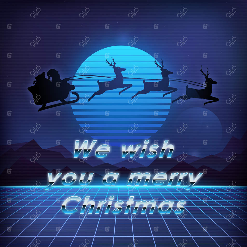 تصویرسازی کریسمس به سبک سایبرپانک: بابانوئل با کیسه هدایای خود