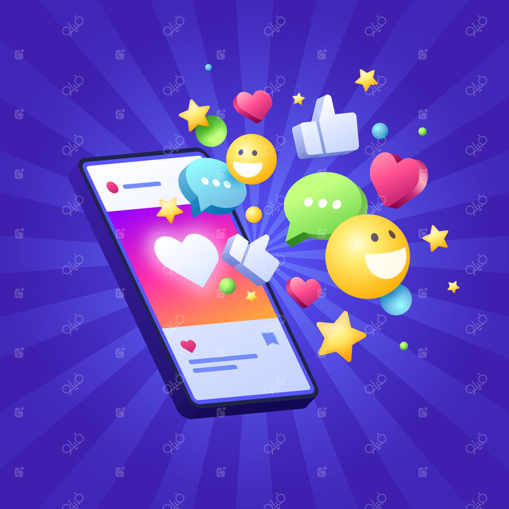 تصویرسازی روز شبکه‌های اجتماعی با گرادیانت‌های رنگی