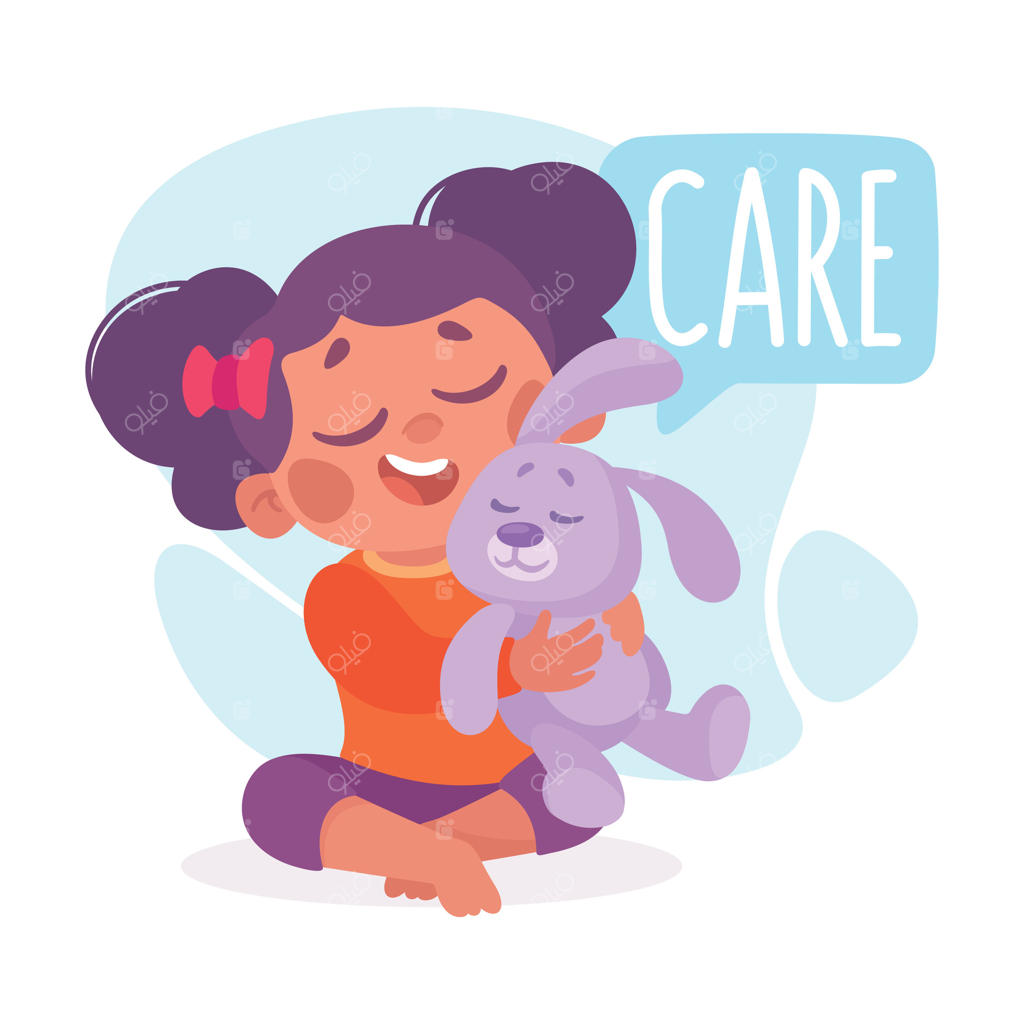 مراقبت دختر از خرگوش: آموزش فعل با تصویرسازی فعالیت برای کودکان