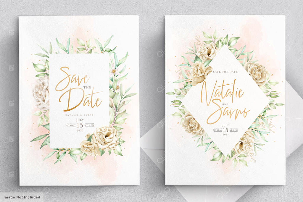 کارت دعوت گل‌های شکوفا با آبرنگ