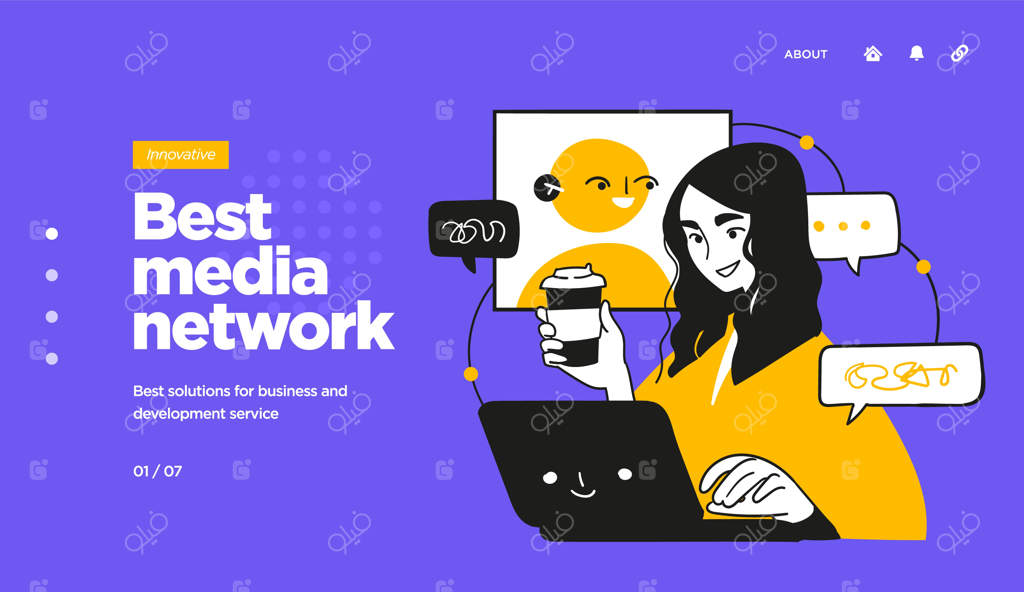 قالب صفحه فرود برای بازاریابی در شبکه‌های اجتماعی با طراحی مدرن و ساده برای وب‌سایت