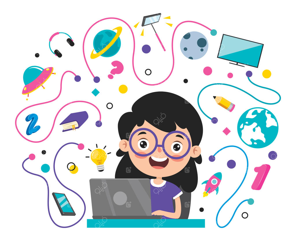 مفهوم آموزش آنلاین با شخصیت کارتونی
