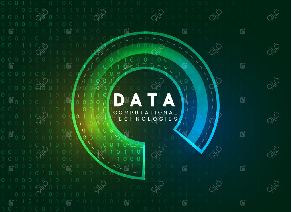 اینفوگرافیک تکنولوژیکی هولوگرافیک: تجسم داده‌های کلان، همراه با تصویرسازی وکتور