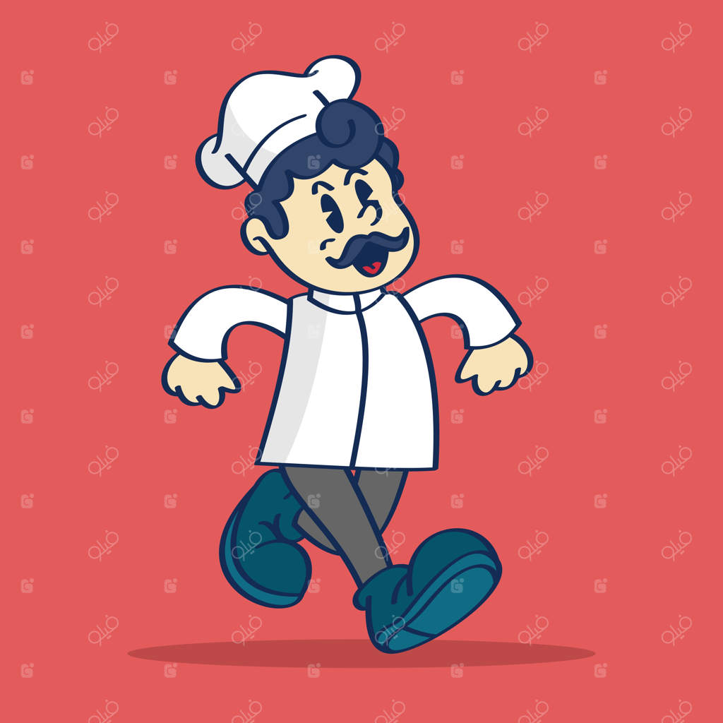شخصیت کارتونی سرآشپز به سبک طراحی دستی وکتور