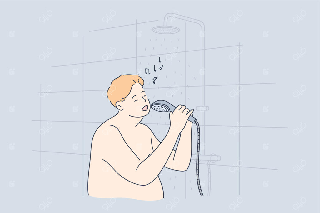 اجرا، سرگرمی، آواز خوانی در حمام، مفهوم چاقی