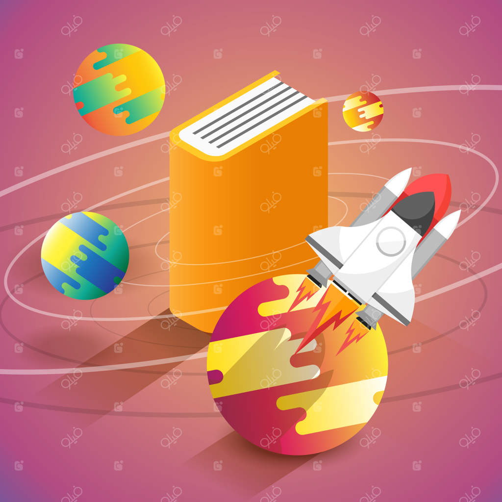 سیاره کتاب و سفینه فضایی به صورت ایزومتریک