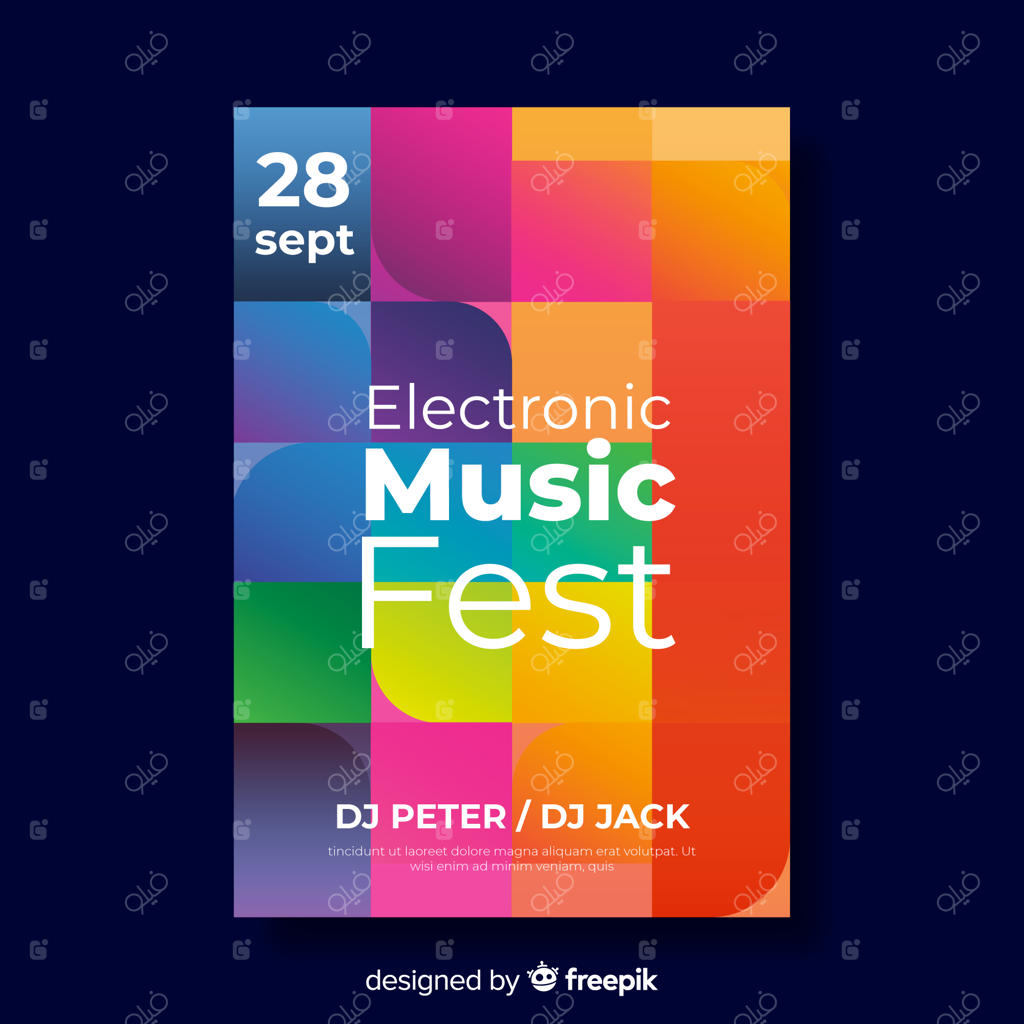 قالب پوستر موسیقی هندسی و رنگارنگ