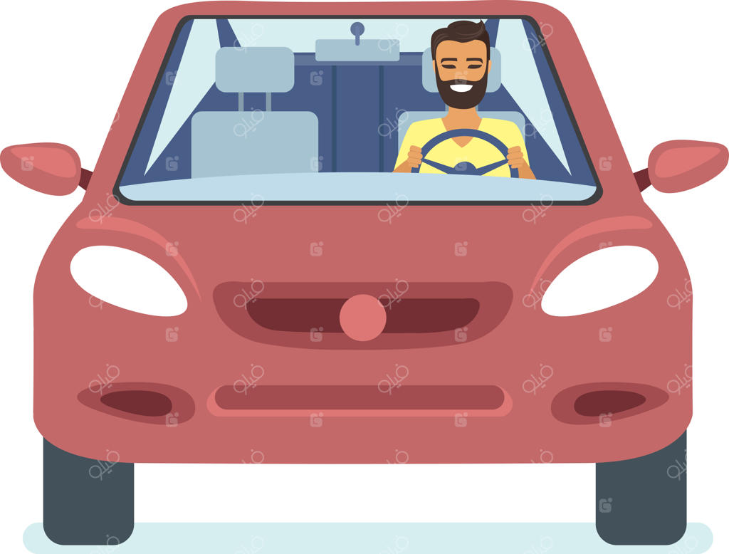 مرد جوان در حال رانندگی با ماشین