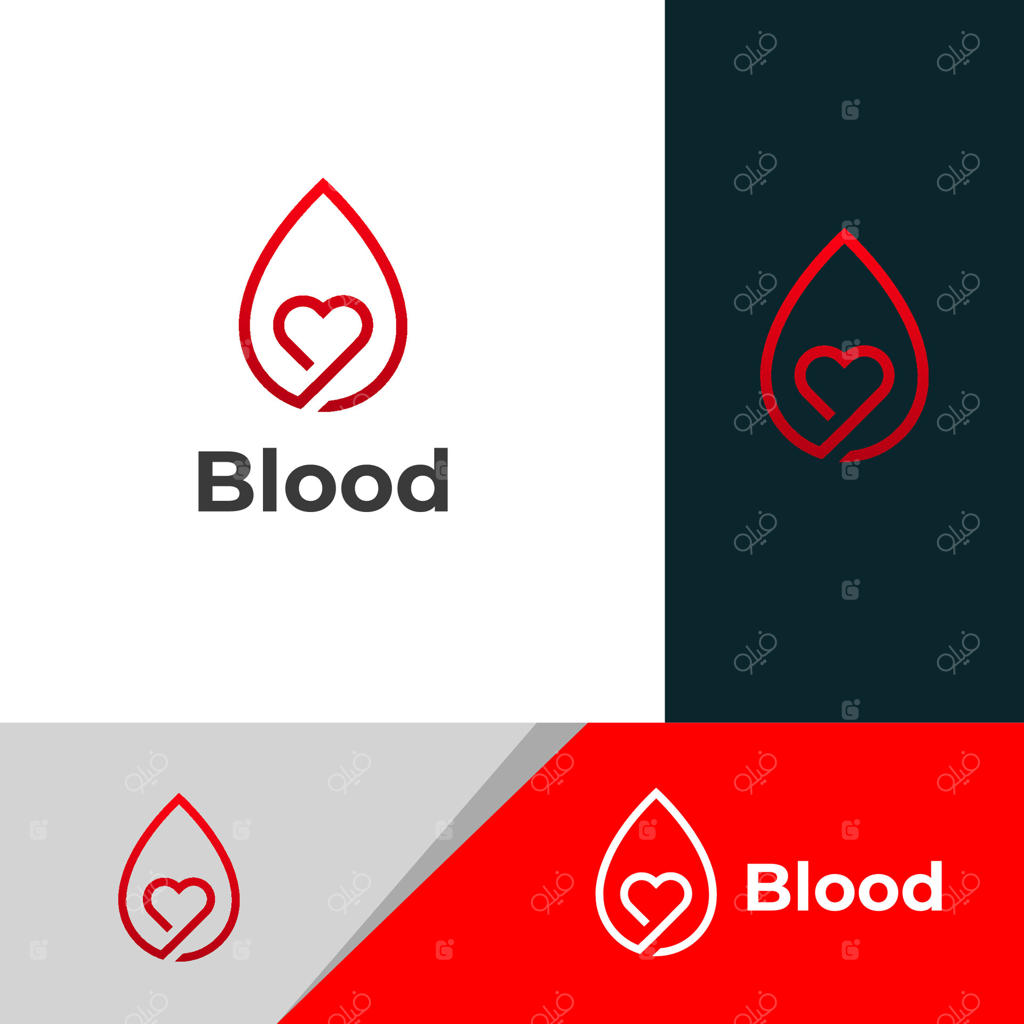 طراحی لوگوی اهدای خون: قطره قرمز، قلب و خط زندگی