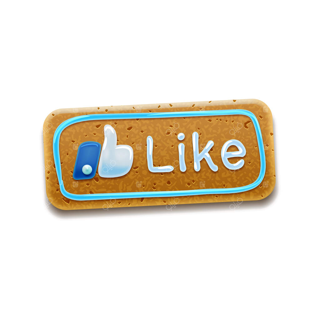 کوکی با طرح لایک، انگشت شست بالا، جدا شده روی پس‌زمینه سفید