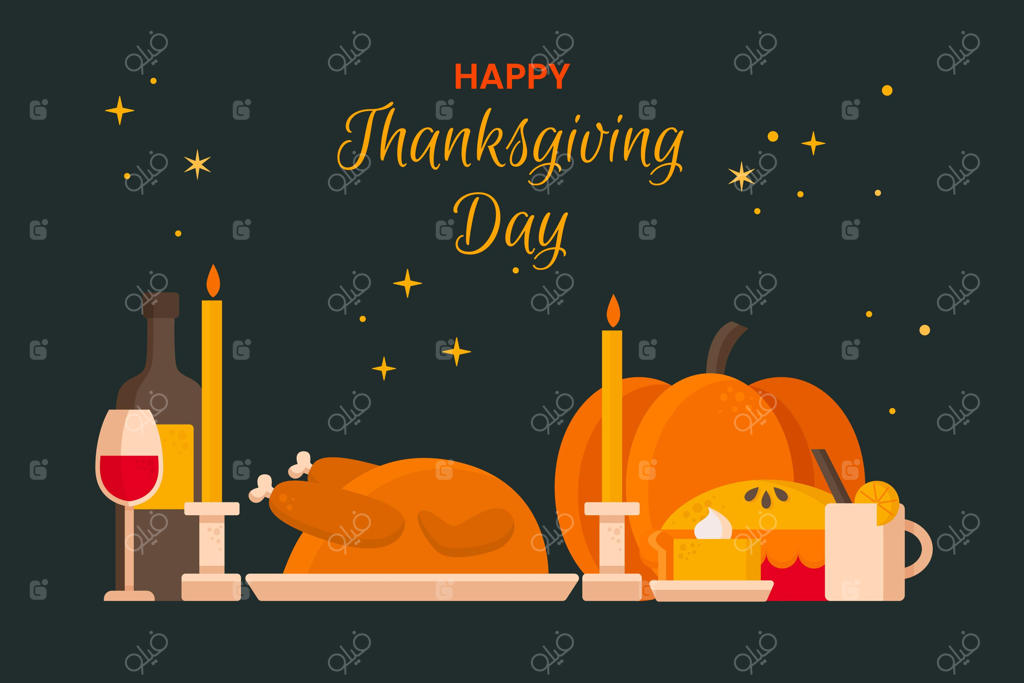 پس‌زمینه روز شکرگذاری با طراحی تخت