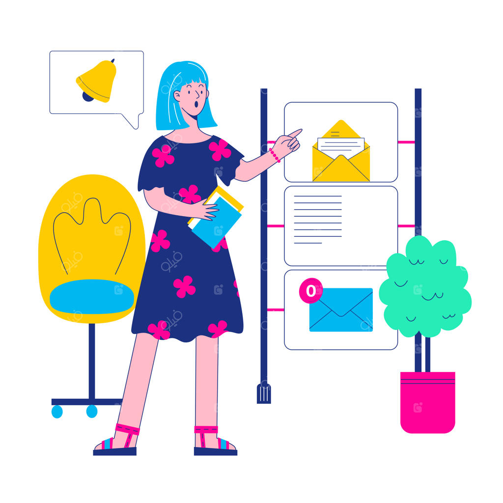 زنی در حال کار بر روی بازاریابی ایمیلی