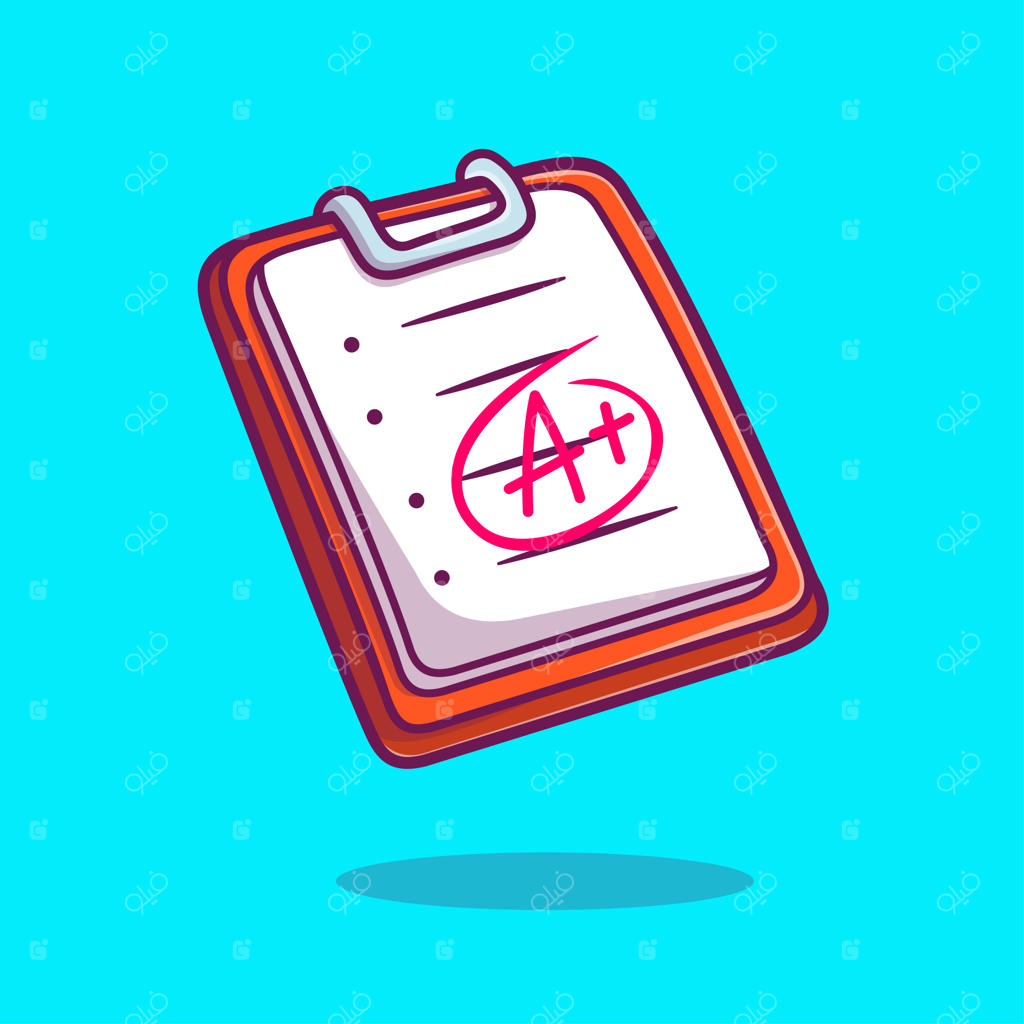 تصویرکارتونی گزارش نمره، آیکون وکتور آموزش، ایزوله و پرمیوم