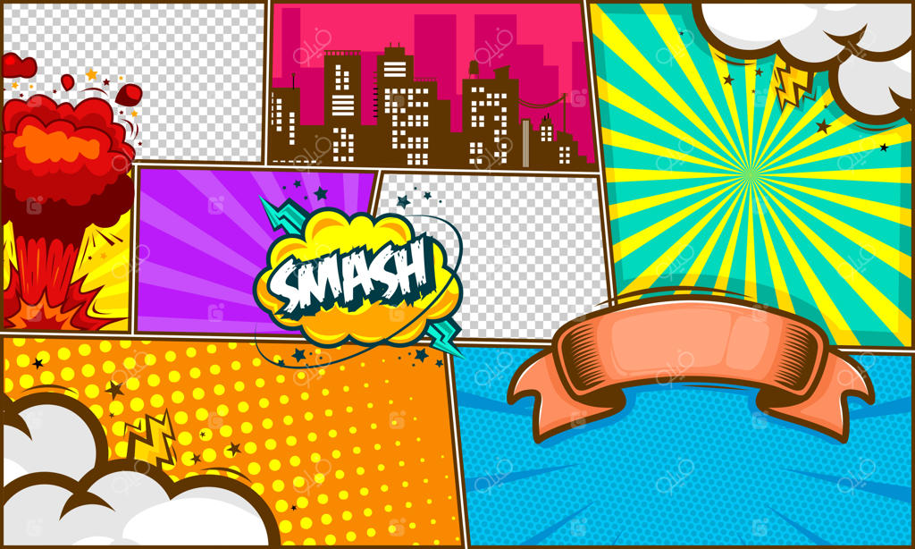 پس‌زمینه صفحه کمیک کارتونی رنگارنگ