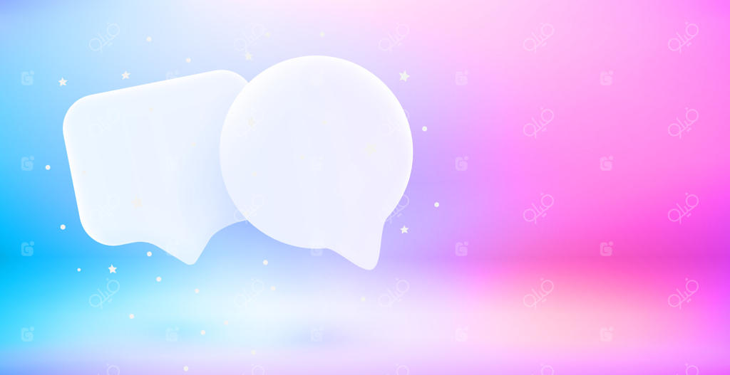 بنر وکتور افقی حباب‌های گفتگوی سه بعدی با فضای خالی برای متن