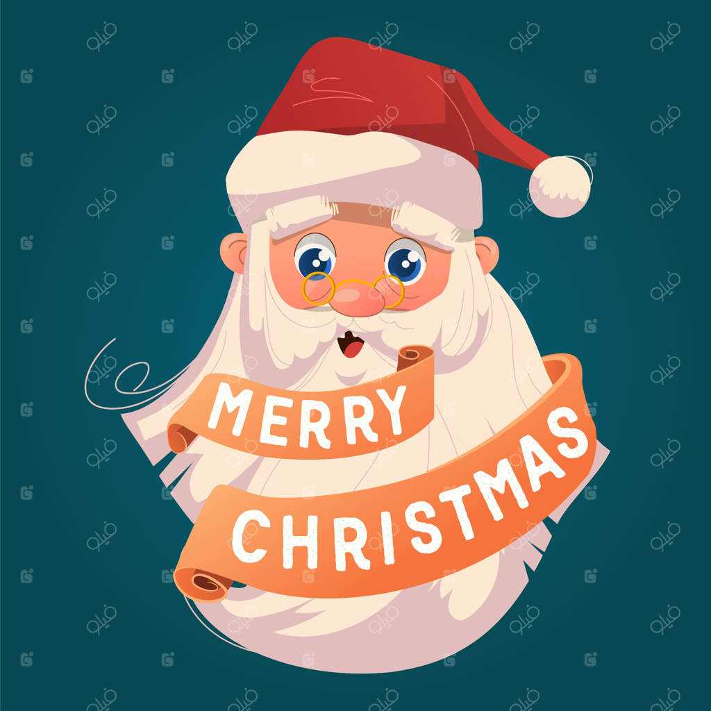 بابانوئل می‌گوید کریسمس مبارک با طرح دست‌کشیده روبانی شخصیت