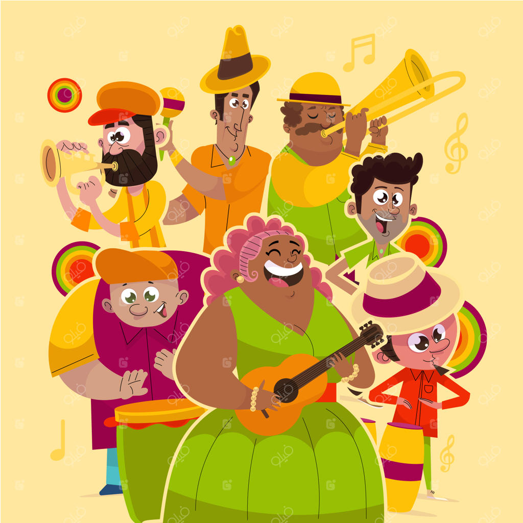 تصویرسازی گروه موسیقی لاتین به صورت دستی کشیده شده