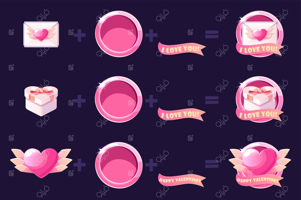 مجموعه‌ای از آیکون‌های ولنتاین برای روز عشق طراحی کنید