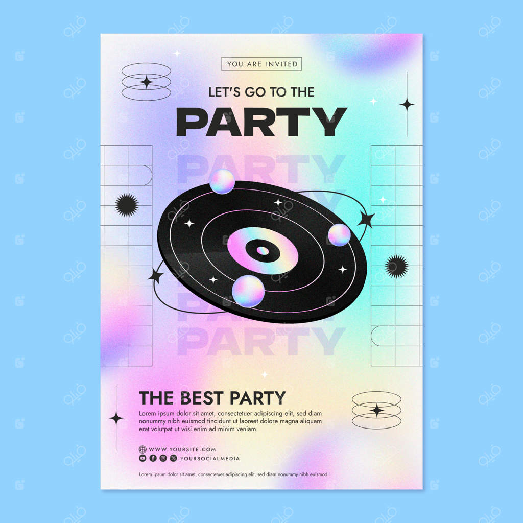 قالب پوستر با طراحی دستی و گرادیان دانه‌دار