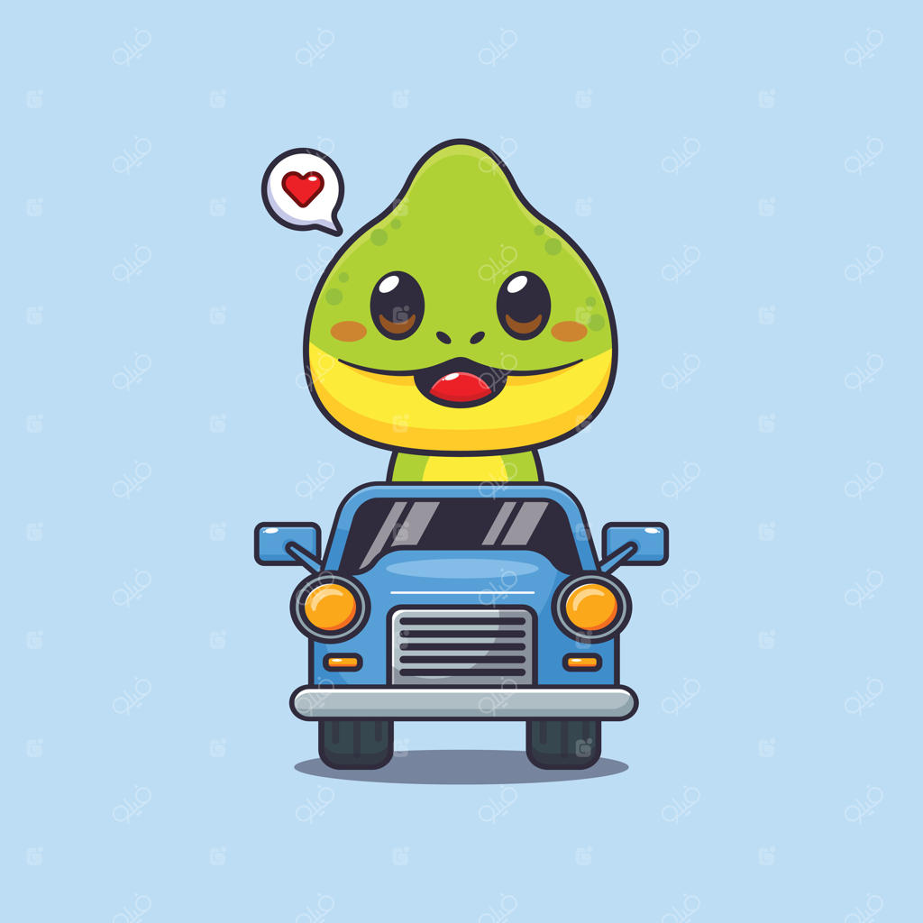 تصویر کارتون شخصیت بامزه آفتاب‌پرست در حال رانندگی با ماشین