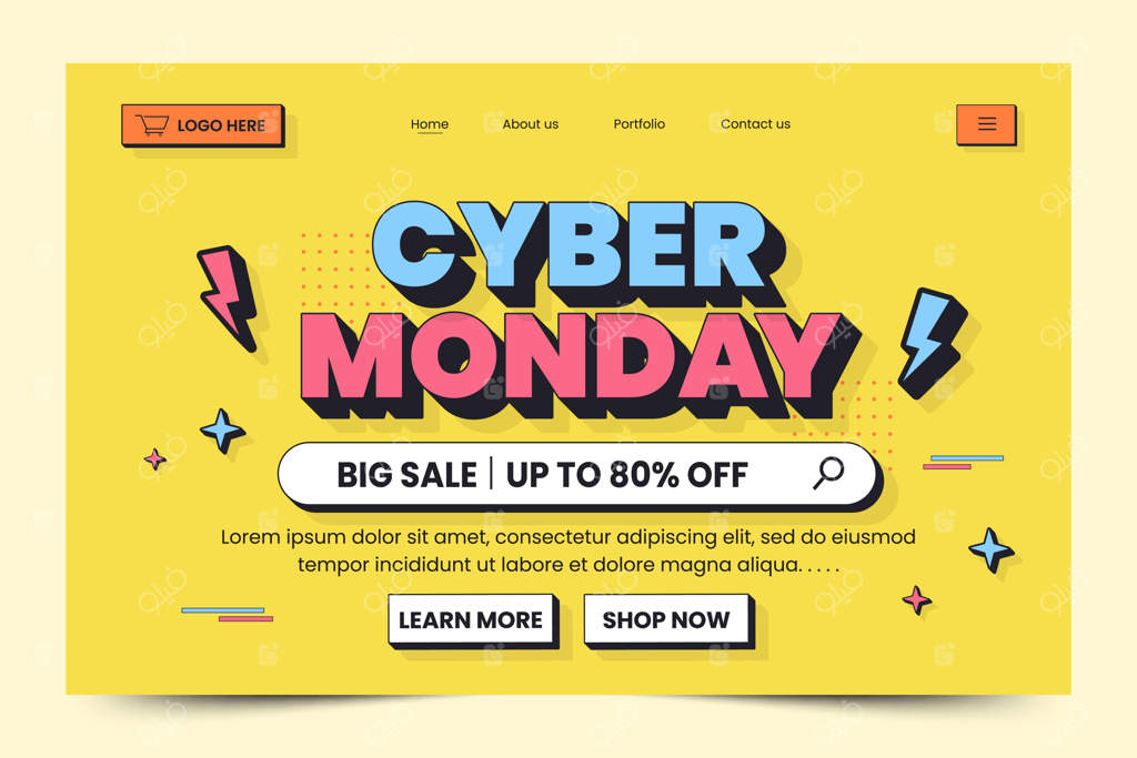 قالب طراحی صفحه فرود برای سایبر ماندی به‌سادگی قابل سفارشی‌سازی است