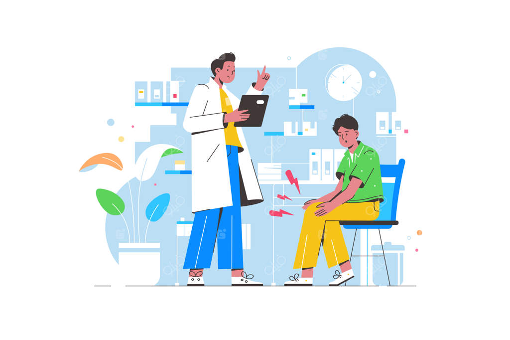 مردی با درد زانو در مطب دکتر