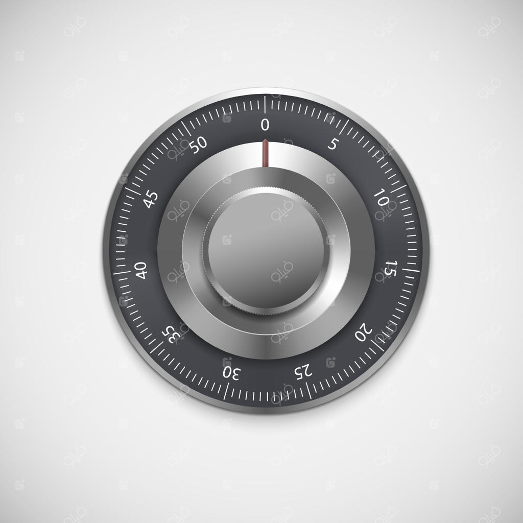 قفل ترکیبی واقعی، جدا شده روی پس‌زمینه سفید.