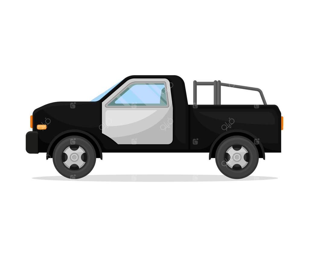 تصویر وکتور از یک وانت پلیس مشکی با در سفید بر روی پس‌زمینه سفید