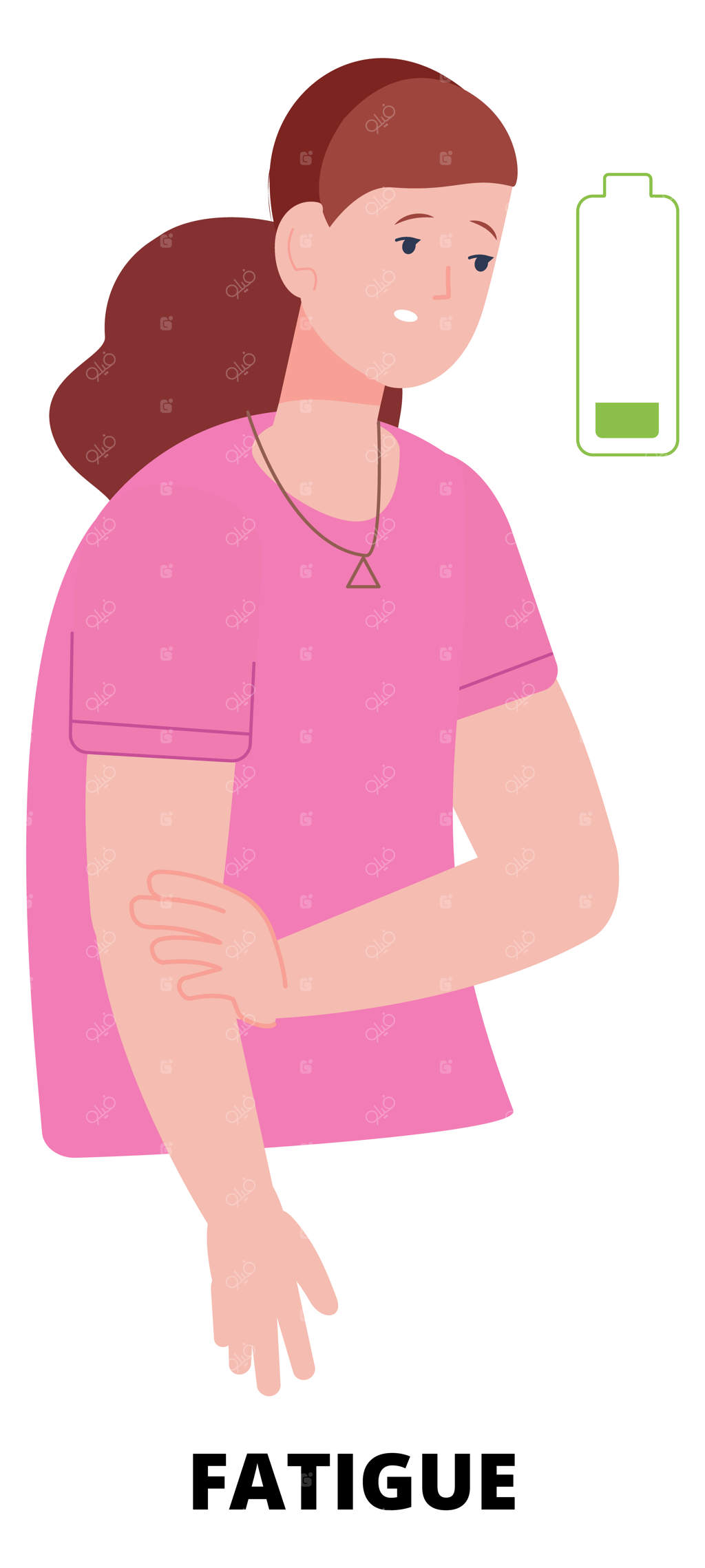 علائم خستگی: زنی با انرژی کم و ضعف سلامت