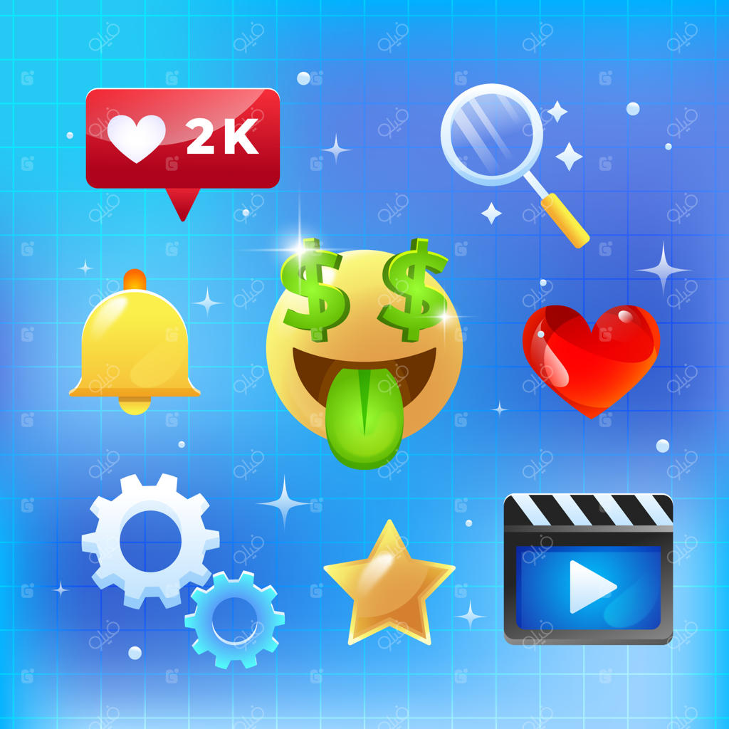 عناصر مجموعه شبکه‌ اجتماعی با طراحی گرادیان