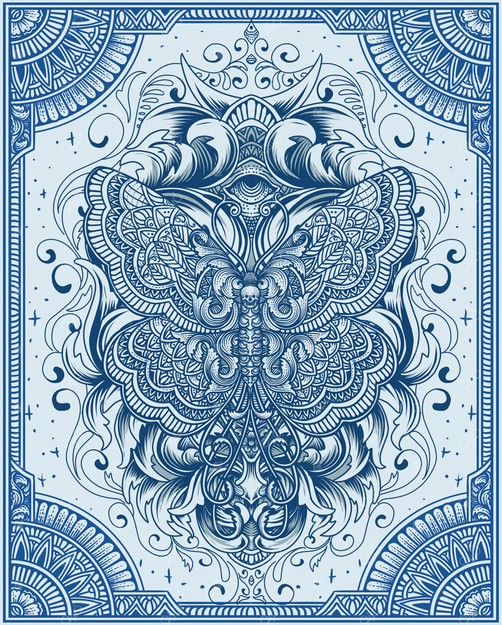 پروانه‌ی وکتور قبیله‌ای با طرح‌ حکاکی سنتی و زینتی