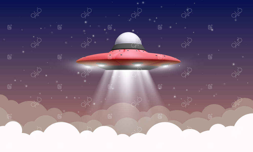 تصویر شیء ناشناخته واقعی در آسمان شب معلق است.