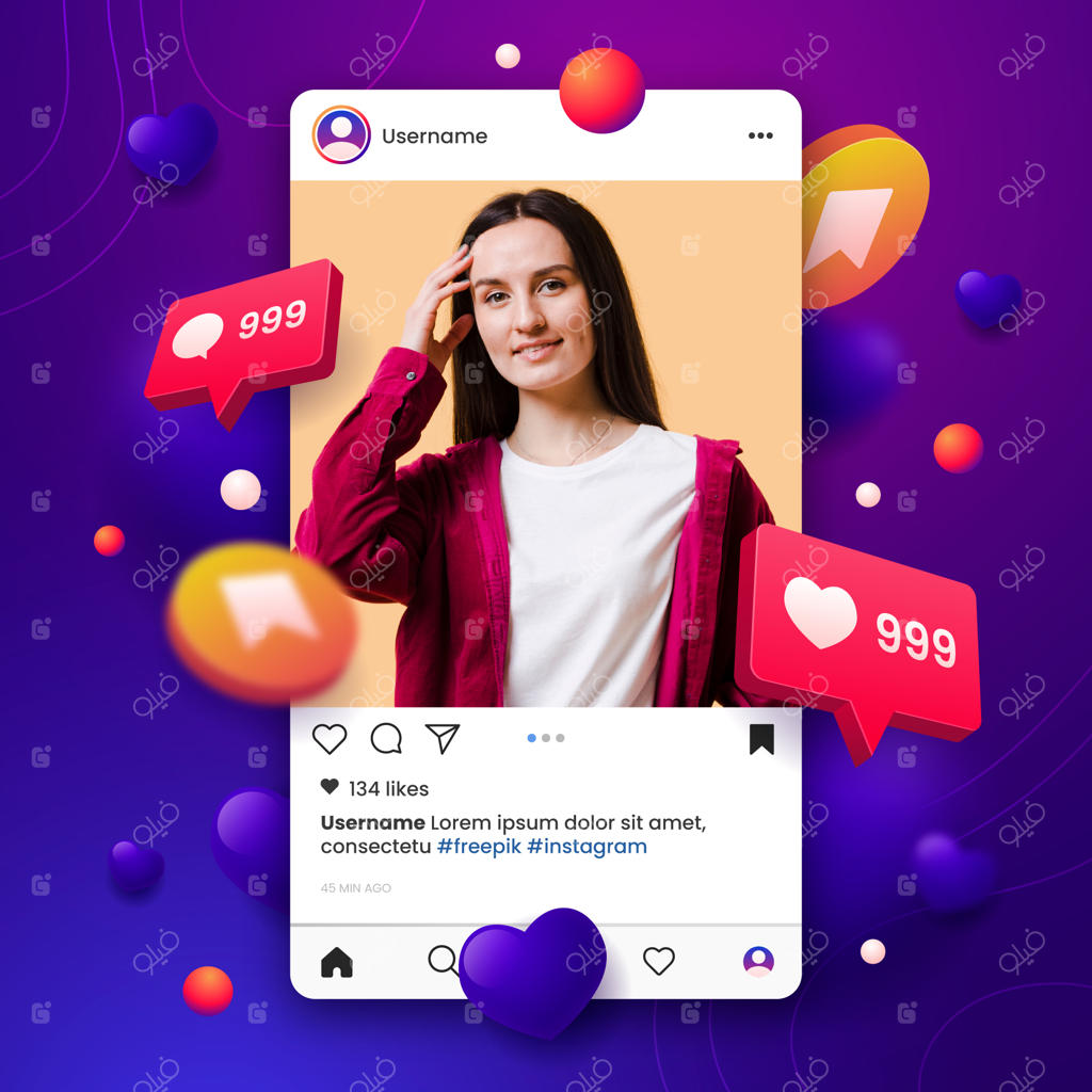 طرح موکاپ اینستاگرام با گرادینت رنگی