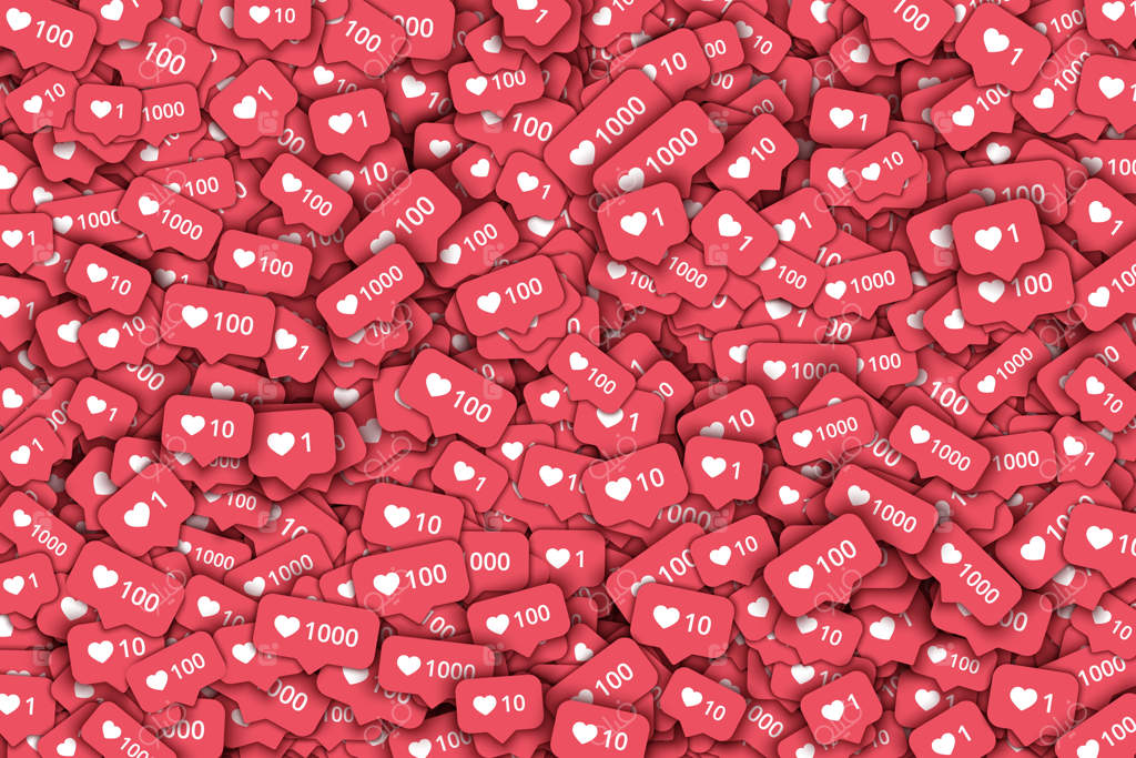 پس‌زمینه سه‌بعدی انتزاعی لایک‌های اینستاگرام