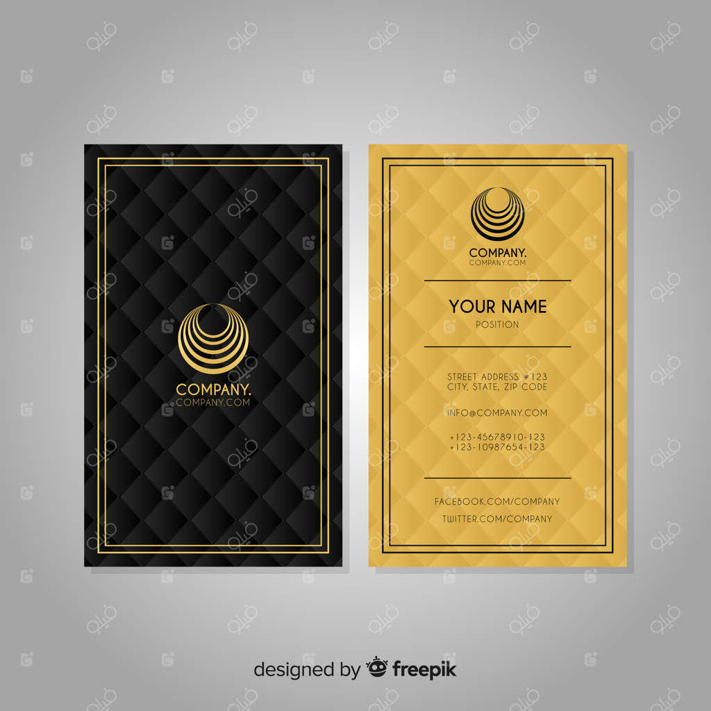 قالب کارت ویزیت شیک با طراحی طلایی