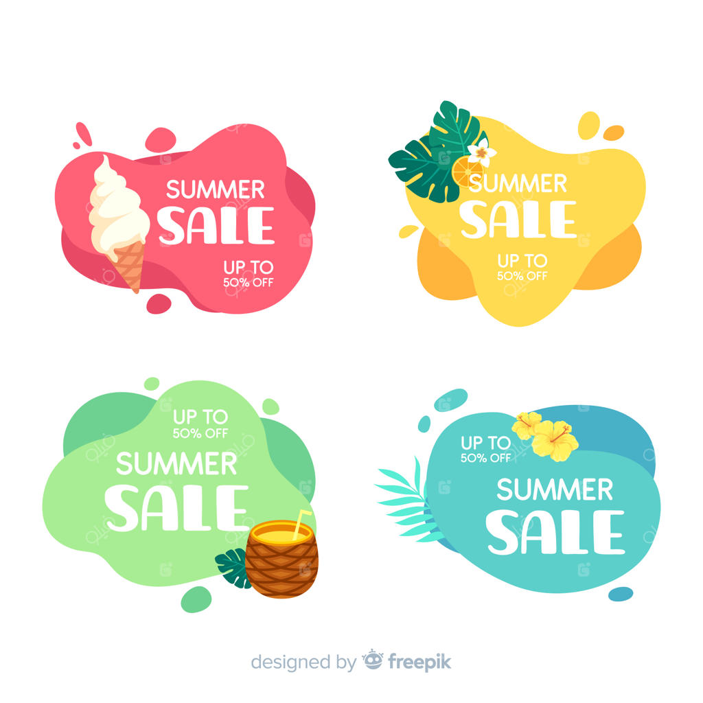 قالب بنرهای حراج تابستانی جذاب و شاداب