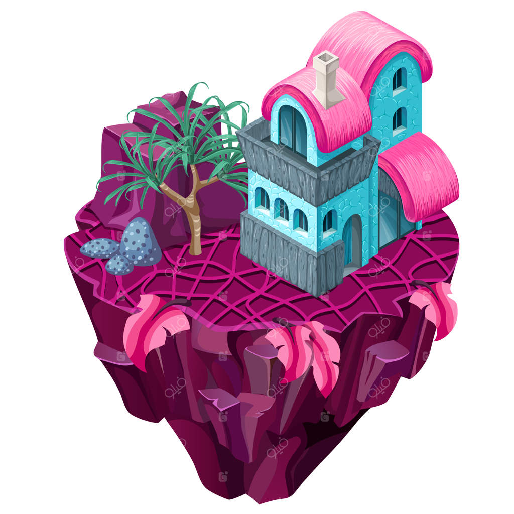 ساختمان سه‌بعدی ایزومتریک در جزیره.