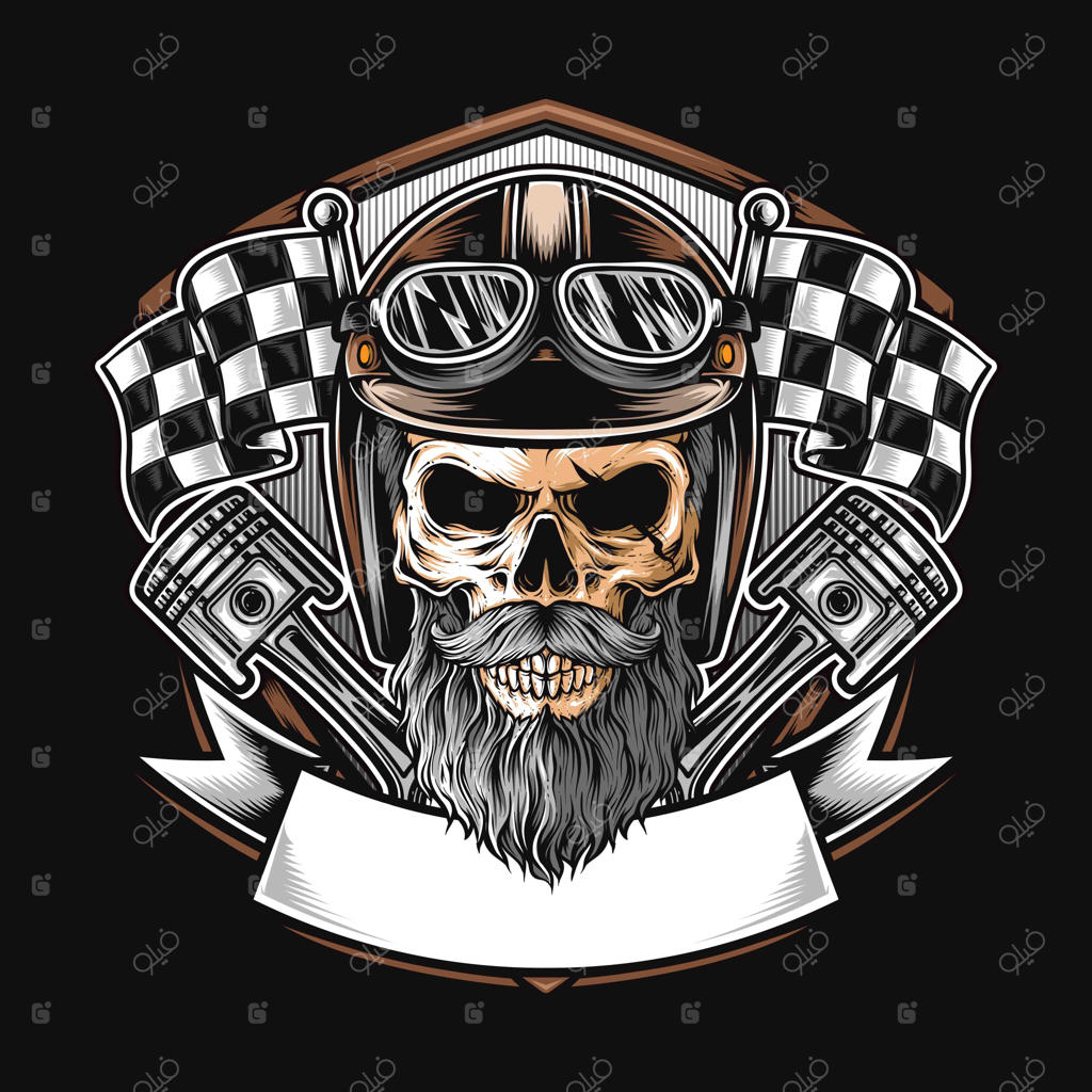 تصویرسازی موتورسوار با جمجمه