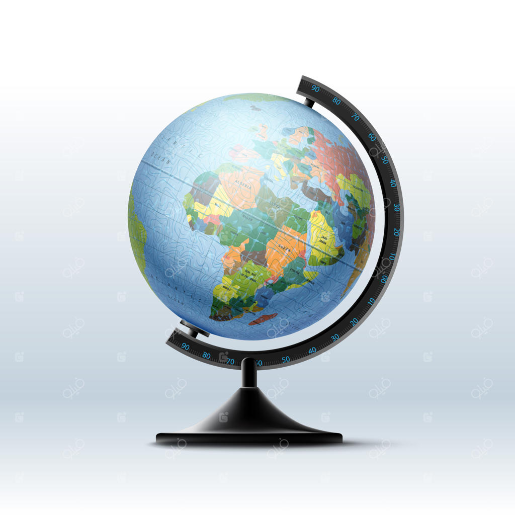 کره زمین با نقشه سیاسی جهان. بر روی زمینه سفید