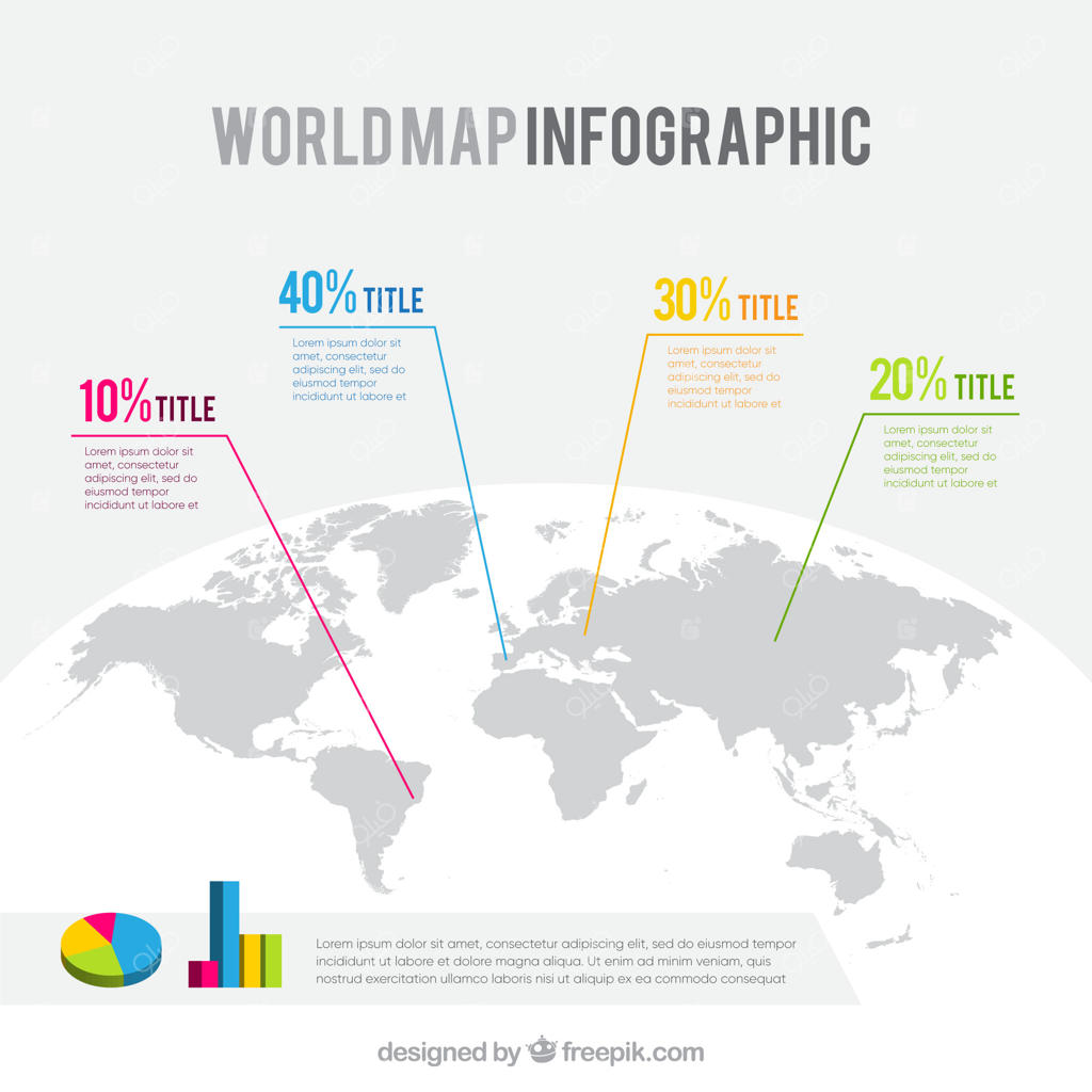 قالب نقشه جهان اینفوگرافیک