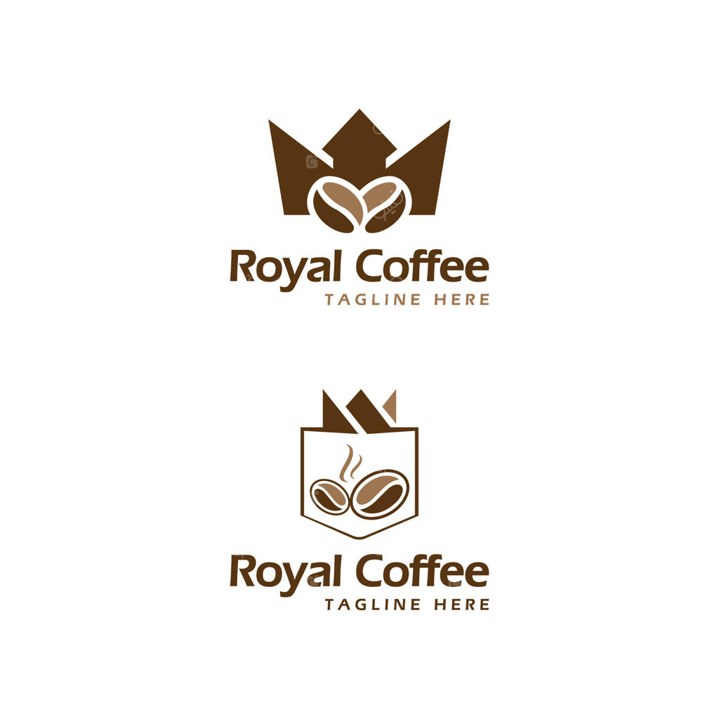 بسته طراحی لوگوی قهوه سلطنتی: آفرینش تاج برای کافه‌ها و رستوران‌ها