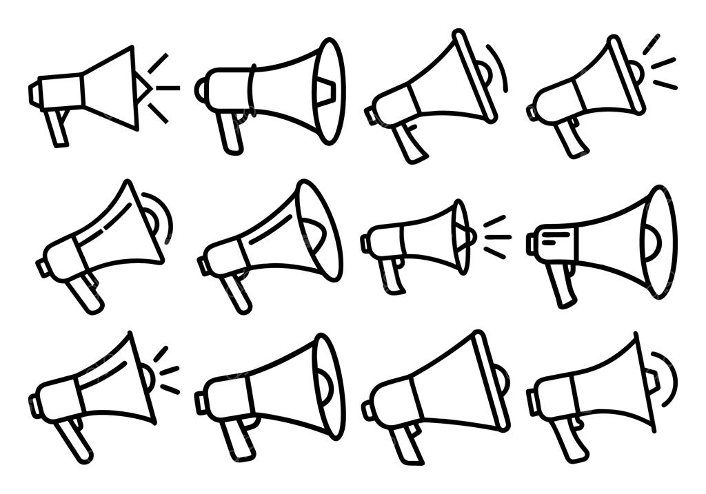 مجموعه آیکون‌های بلندگو، نمادهای ارتباطات و اعلان